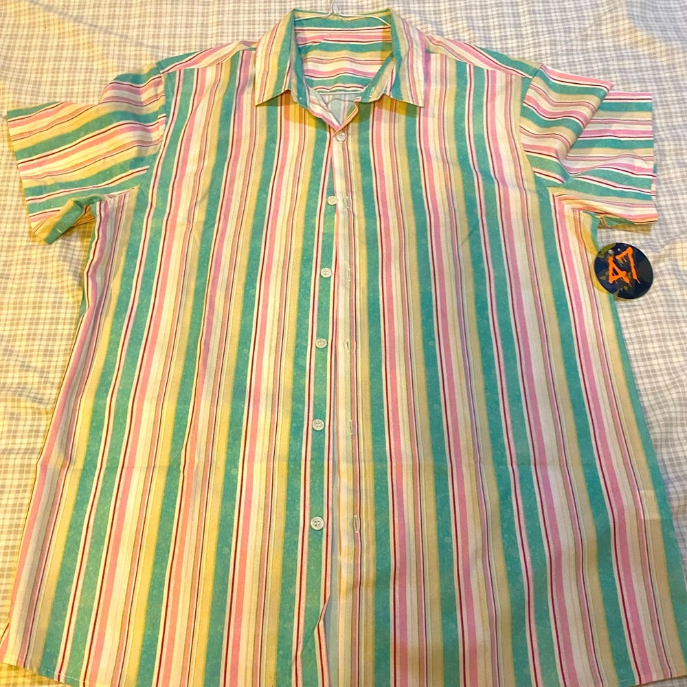 Easter colored men’s button down short sleeve shirt